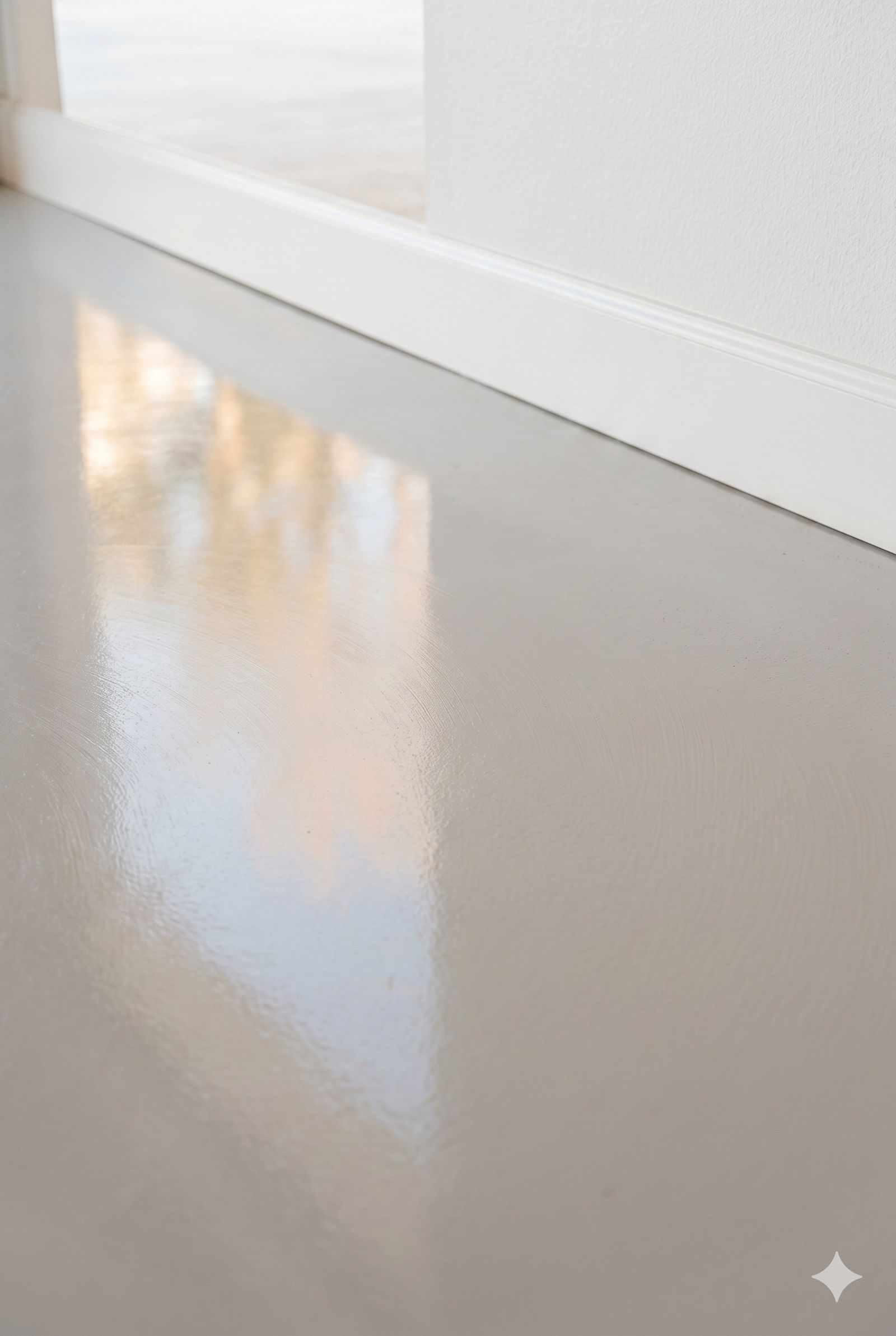 Clean, swept epoxy garage floor